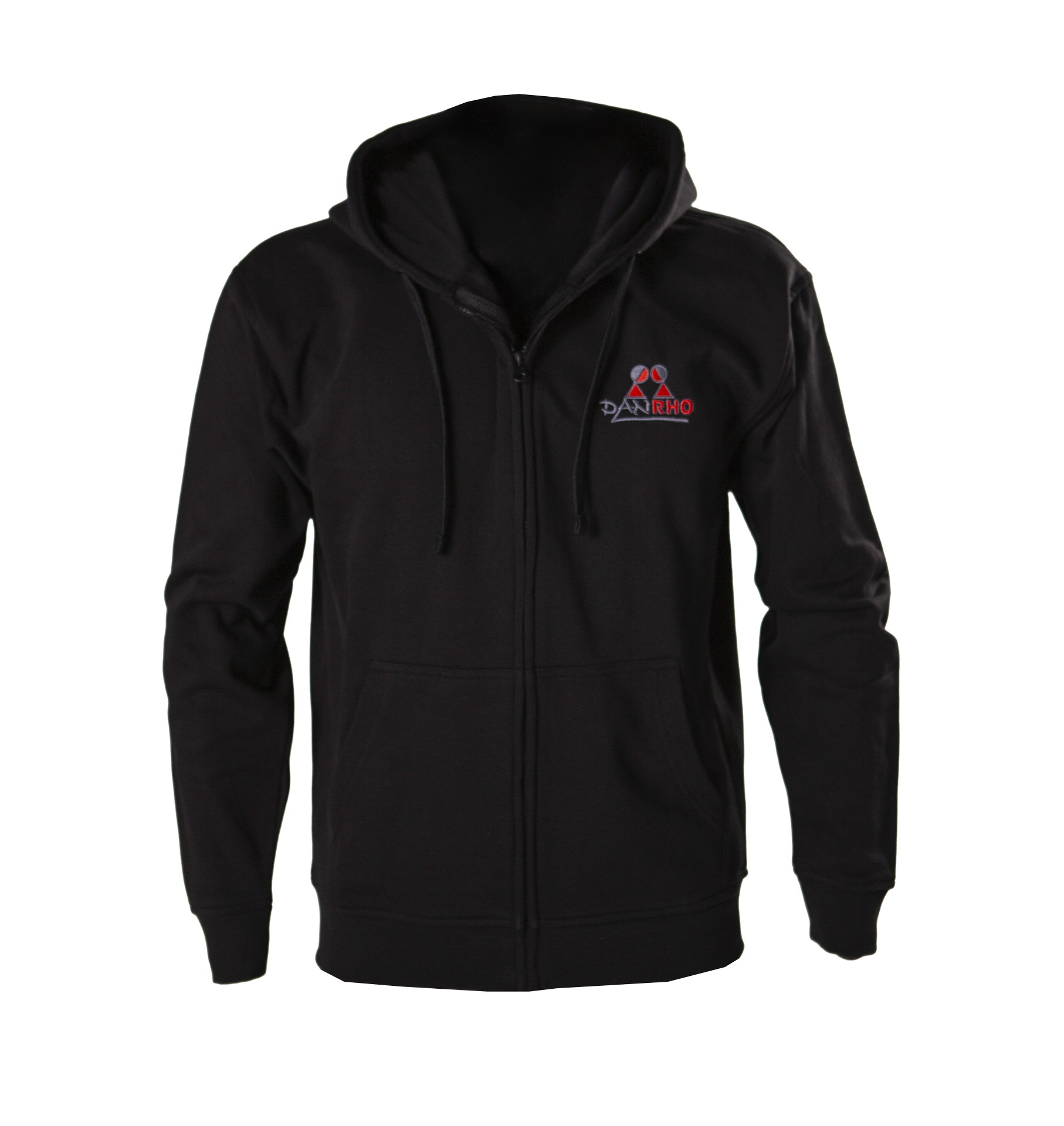 DANRHO Sweat à capuche zippé noir avec logo