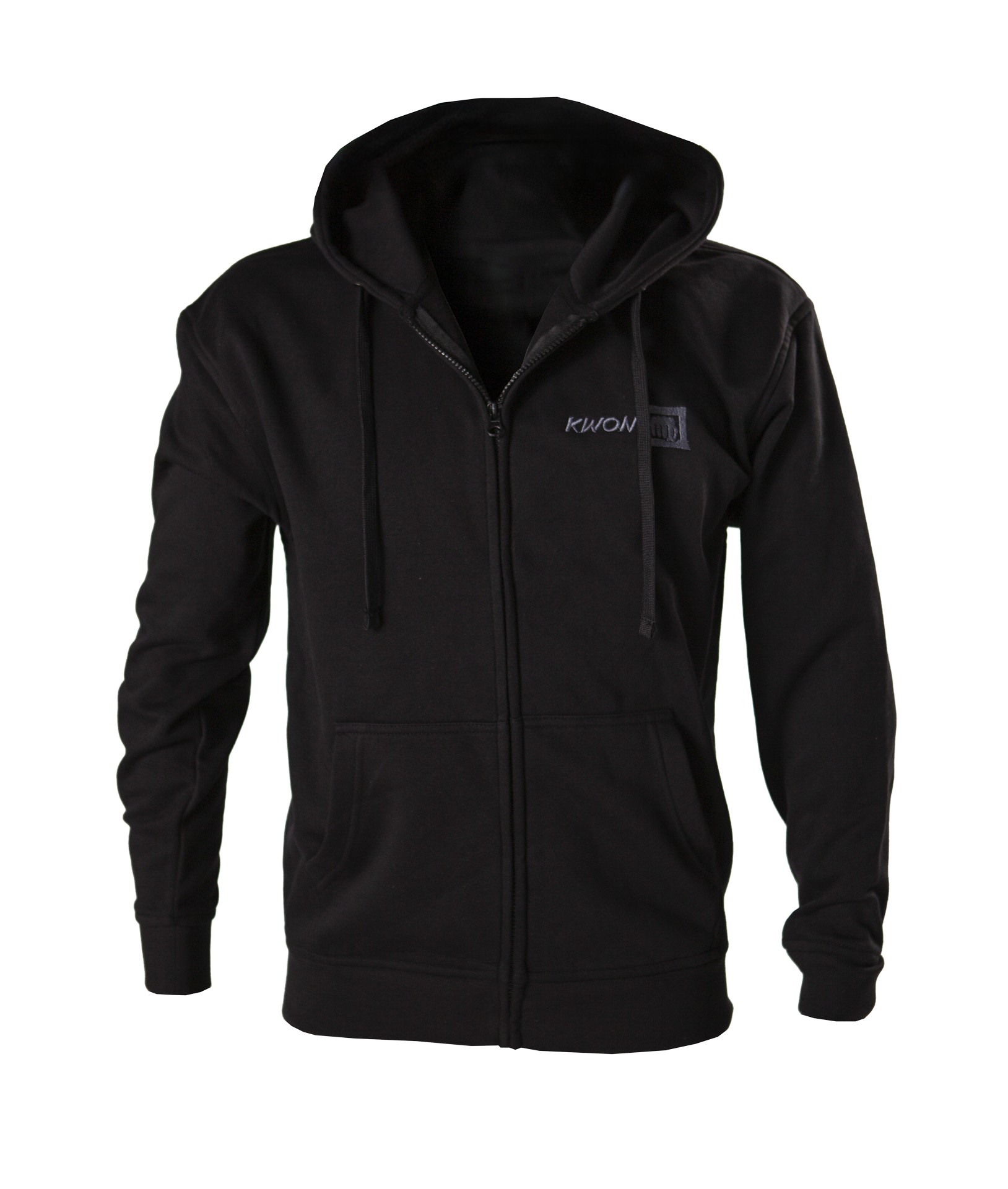 Sweat à capuche zippé noir avec logo KWON